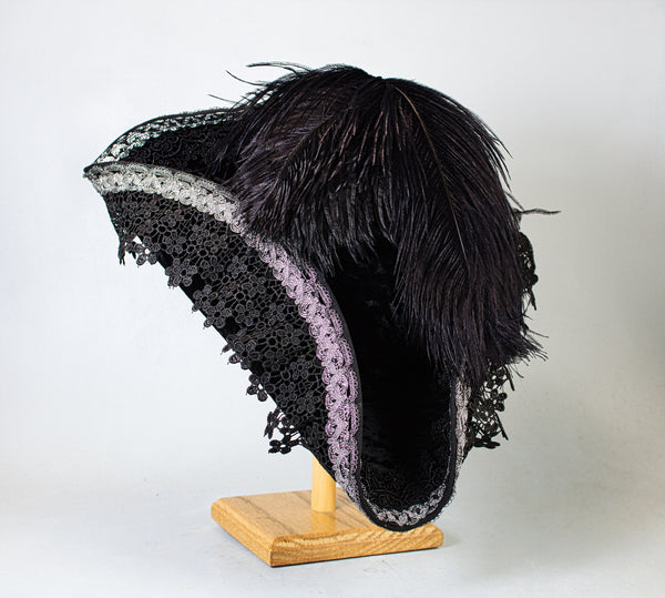 Pirate Hat - Black / Silver / Black Lace - Tall Toad
