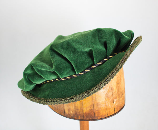 Pleated Flat Cap - Forest Green / Gold