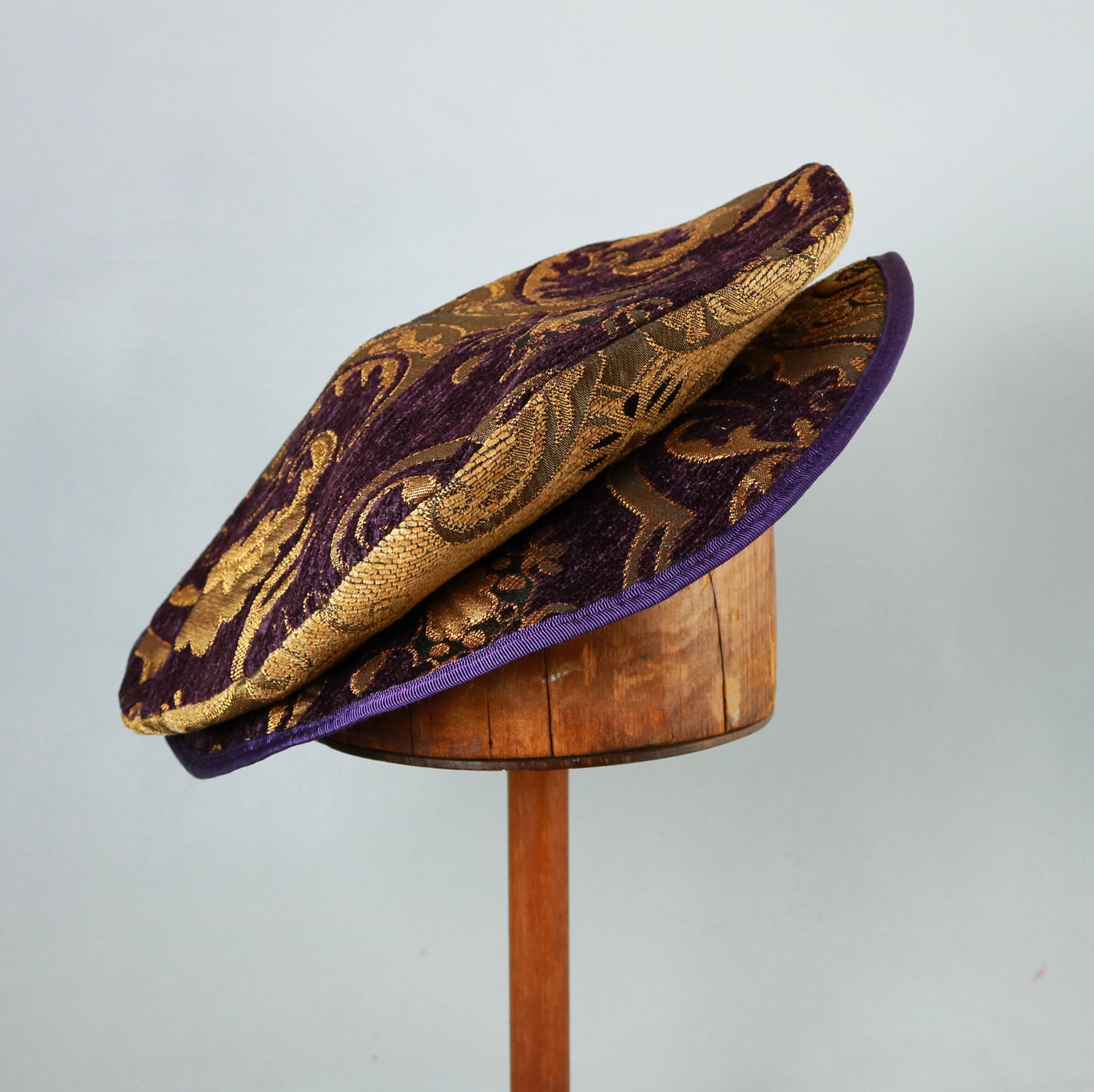 Flat Cap - Purple Gold Metallic / Gold Chenille - Tall Toad