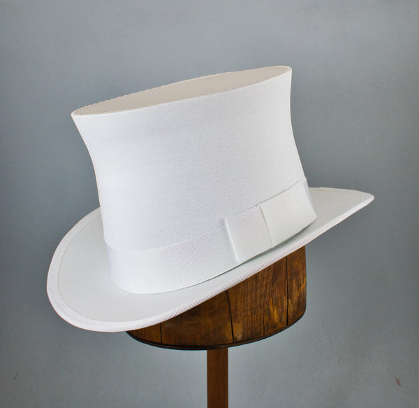 Top Hat - White Stretch Satin