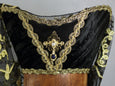 Horned Headdress - Black Crushed Velvet / Black Gold Embroidered Sequin Veil / Onyx And Pearl Jewel
