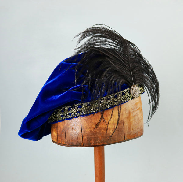 Feathered Beret - Blue / Gold - Tall Toad