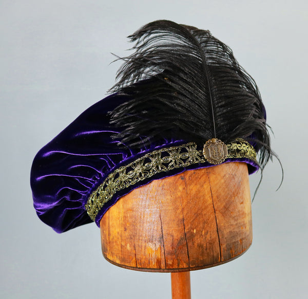 Feathered Beret - Eggplant / Gold - Tall Toad