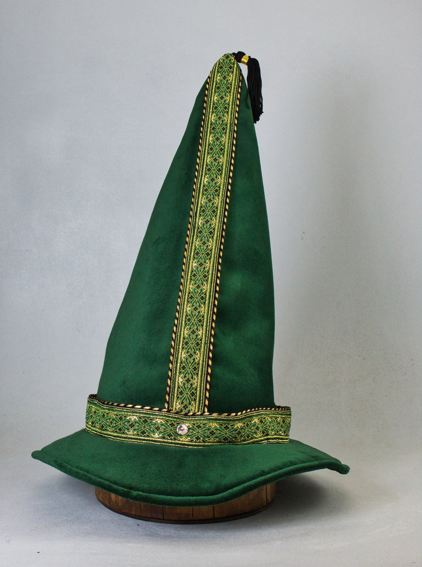 Cotton Velveteen Wizard Hat - Green / Gold Green