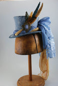 Mini Top Hat - Chambray Blue Brocade / 2 Color Twist Chiffon / Cameo