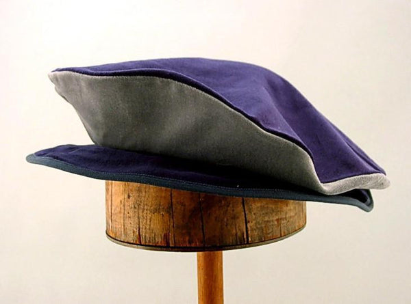 Cotton Velveteen Flat Cap - Navy / Silver - Tall Toad