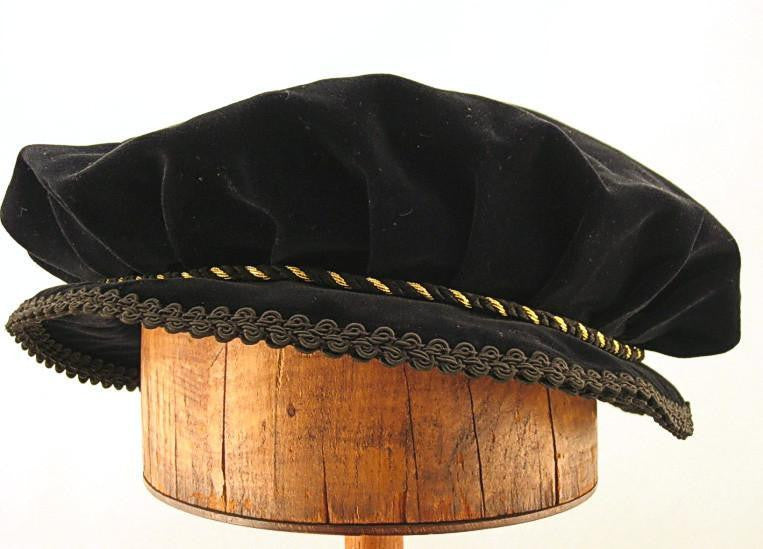 Pleated Flat Cap - Black / Gold Trim - Tall Toad