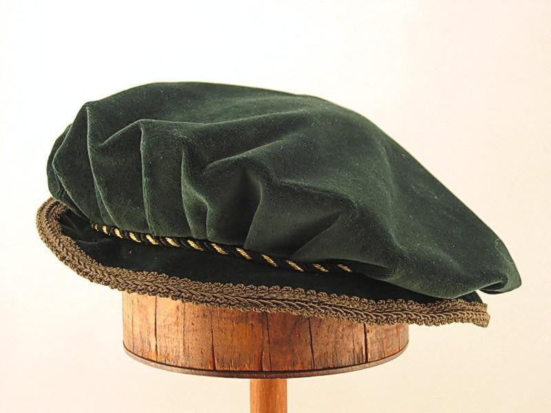 Pleated Flat Cap - Green / Gold Trim - Tall Toad