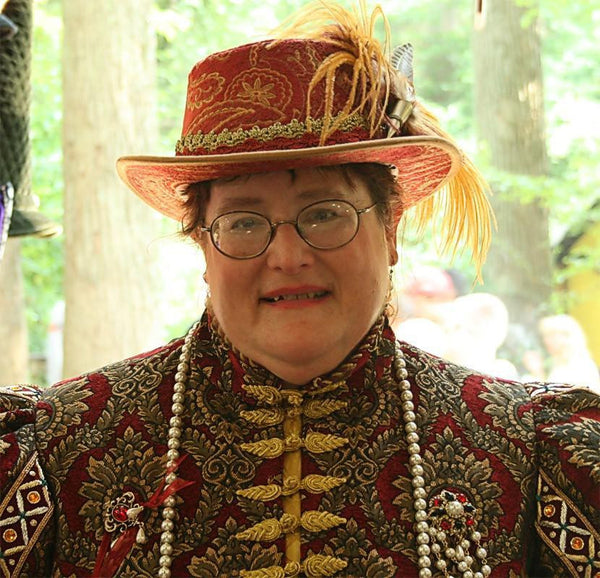 Tall Hat - Dark Red Gold Brocade - Tall Toad