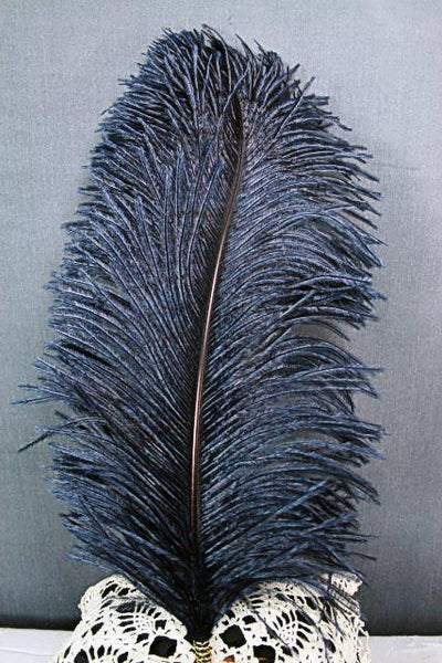 Single Plume Feather Hat Pin - Navy - Tall Toad