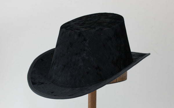 Crushed Velvet Tall Hat - Black Plain - Tall Toad