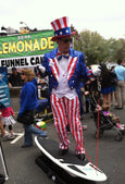 Uncle Sam Top Hat - Classic Red Brim - Tall Toad