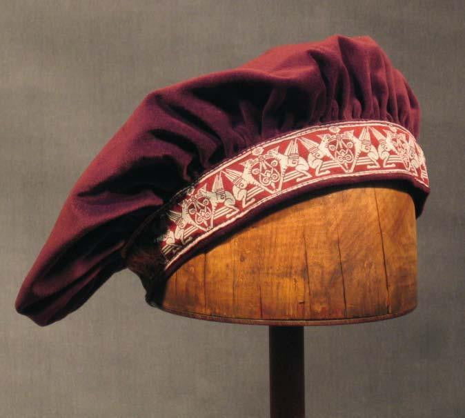 Cotton Velveteen Beret - Ruby Wine / Gargoyle - Tall Toad