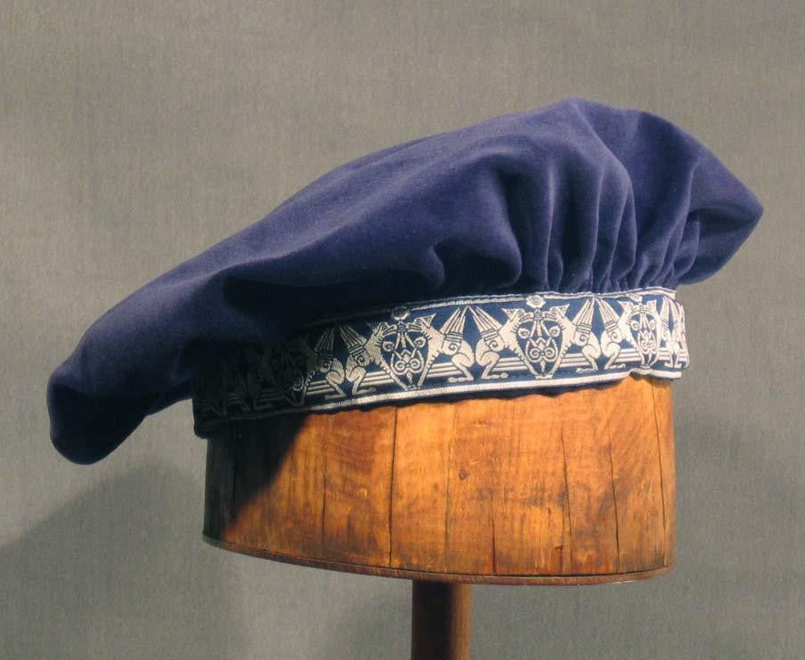 Cotton Velveteen Beret - Blue / Gargoyle - Tall Toad