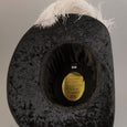 Crushed Velvet Cavalier - Black / Black Band / Black and White Feather Pin - Tall Toad