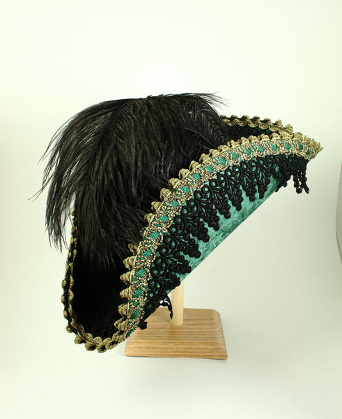 Pirate Hat - Green / Gold / Black Lace - Tall Toad