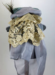 Mini Top Hat - Pale Blue Damask / Seahorse Alice in Wonderland Decoration/ Embroidered Lace