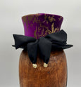 Mini Top Hat - Purple Brocade / Black Sash with Bow/  Pearl Wrapped Bow Ends
