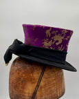 Mini Top Hat - Purple Brocade / Black Sash with Bow/  Pearl Wrapped Bow Ends