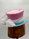Mini Top Hat - Pink and Blue / White Sash with Bow/  Silver and Doughnut Decoration