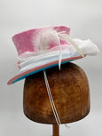 Mini Top Hat - Pink and Blue / White Sash with Bow/  Silver and Doughnut Decoration