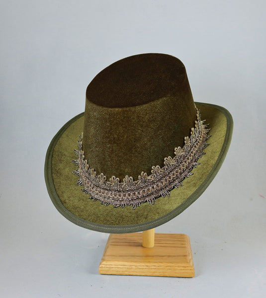 Tall Hat - Moss Green / Gold Smooth Velvet - Tall Toad