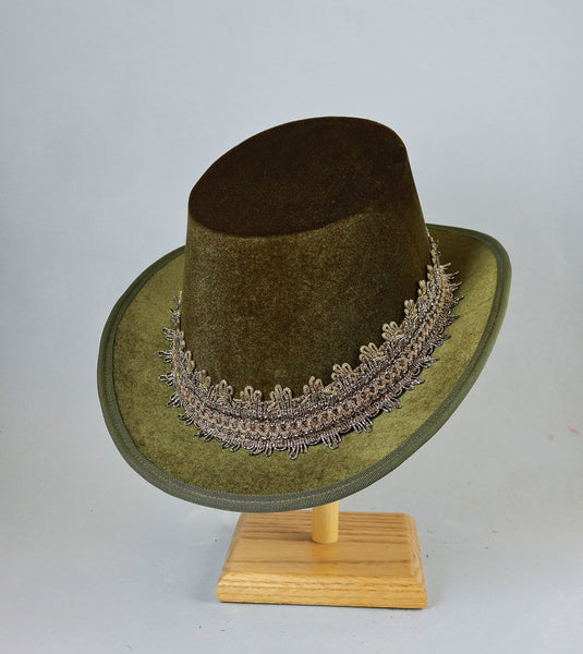 Tall Hat - Moss Green / Gold Smooth Velvet – Tall Toad display picture 2