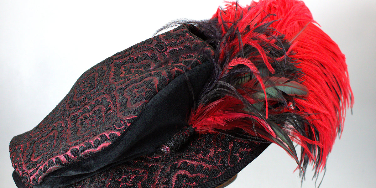 Elegant Black Hat with Red and Green Feathers Black Saucer Fascinator Hat With Emerald Green Feathers - Etsy main image 2