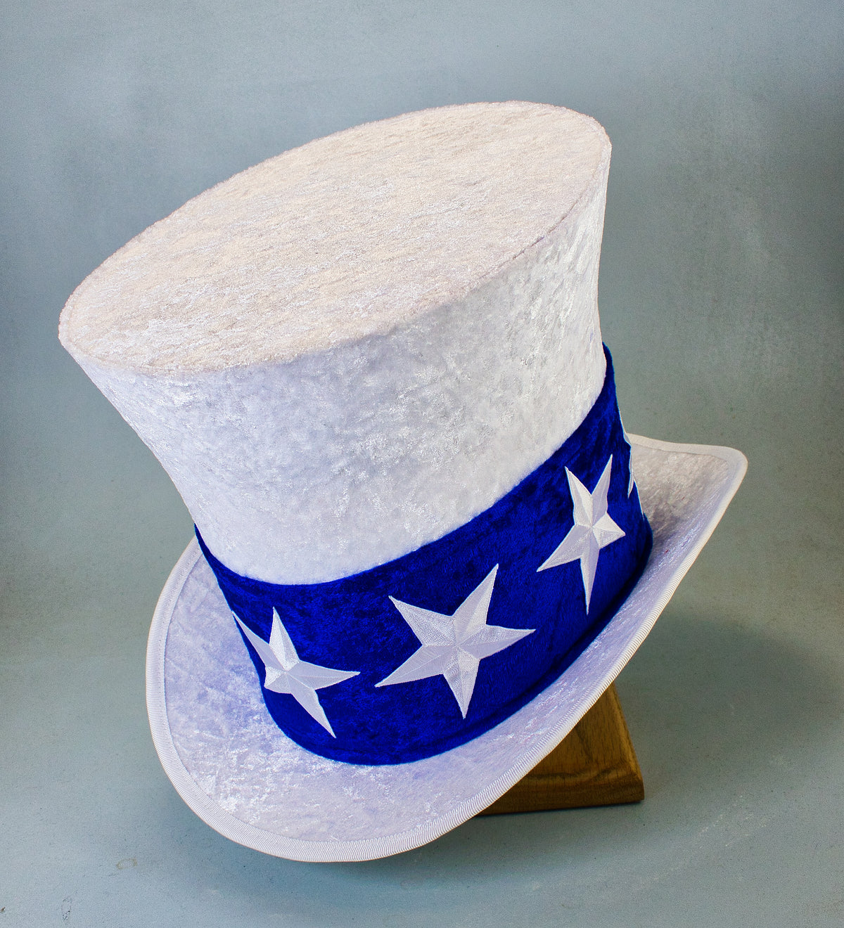 Uncle Sam Top Hat - White Velvet / Blue Band / 3