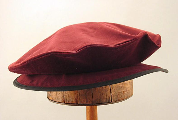 Cotton Velveteen Flat Cap - Ruby Wine - Tall Toad