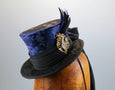Mini Top Hat - Navy Brocade / Black Flocked / Steampunk Decorations