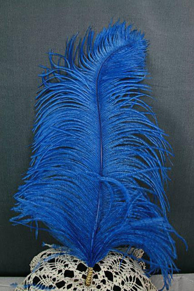 Single Plume Feather Hat Pin - Royal Blue - Tall Toad