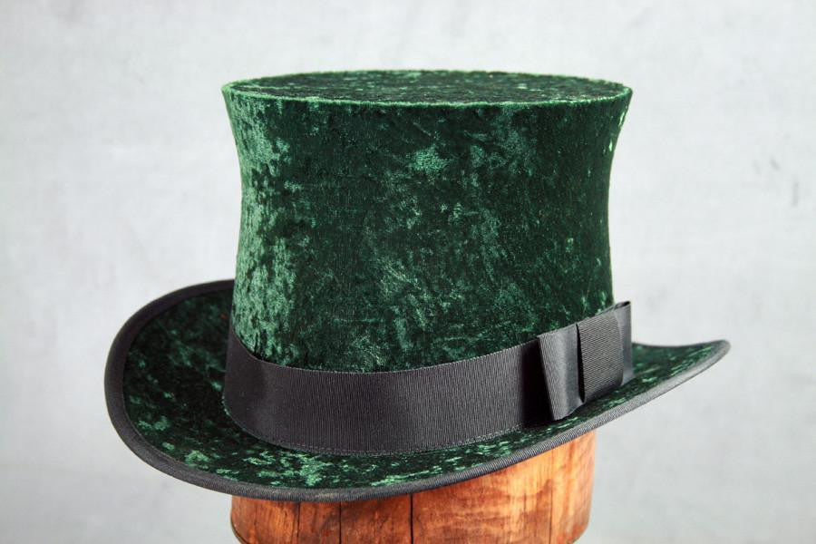 Top Hat - Green Crushed Velvet - Tall Toad