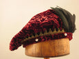Pearled Willoughby Beret - Ruby Wine / Gold - Tall Toad