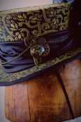 Mini Top Hat - Black Amber Brocade / Satin Band / Steampunk Decoration / Black Lace