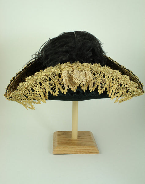 Pirate Hat - Black / Gold Metallic Lace - Tall Toad