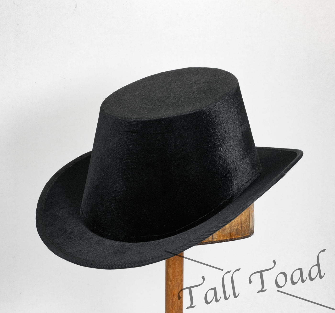 Tall Hat - Black Smooth Velvet Plain - Tall Toad