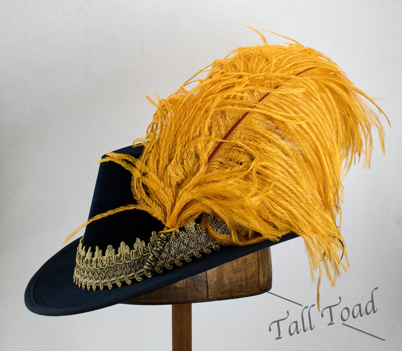 Single Plume Feather Hat Pin - Butterscotch - Tall Toad