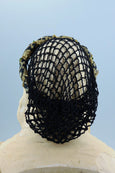 Headband Snood / Black Gold Metallic / Hand Crocheted Black Snood