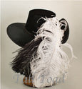 Smooth Velvet Cavalier - Black /  Black and White Feathers - Tall Toad