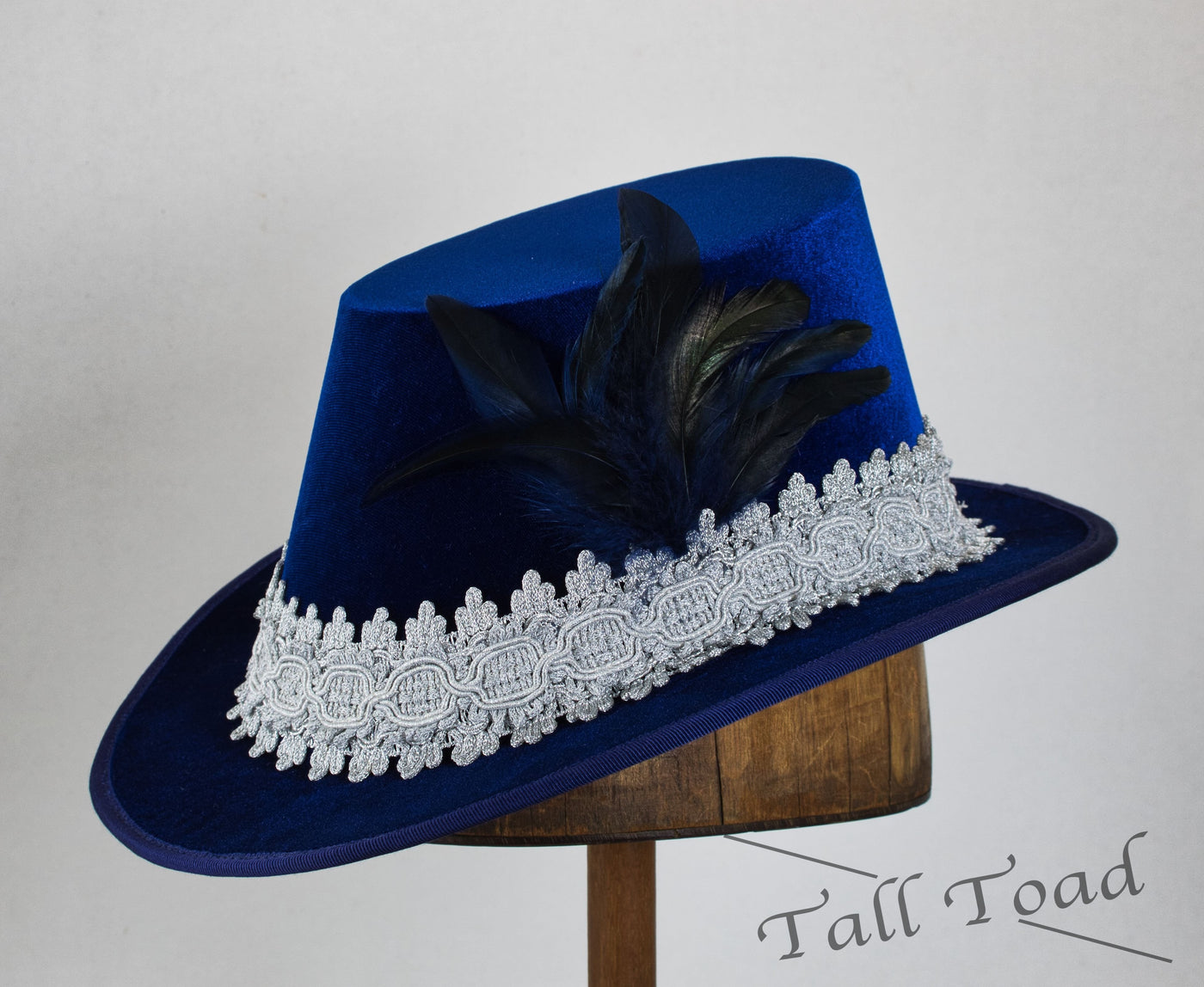 Tall Hat - Blue / Silver Smooth Velvet - Tall Toad