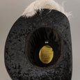 Crushed Velvet Cavalier - Black / Antique Silver / Silver Black Feathers - Tall Toad
