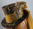 Mini Top Hat - Copper Embroidered Taffeta / Gold Chiffon / Steampunk Details