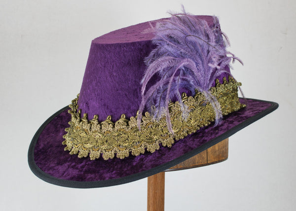 Crushed Velvet Tall Hat - Eggplant / Gold - Tall Toad