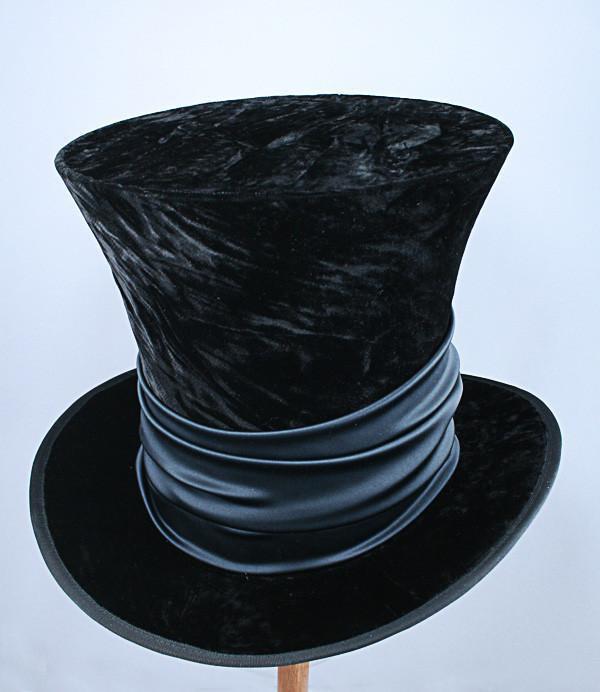Top Hat Black Crushed Velvet Wide Brim Top Hat Black Crushed Velvet Wide Brim