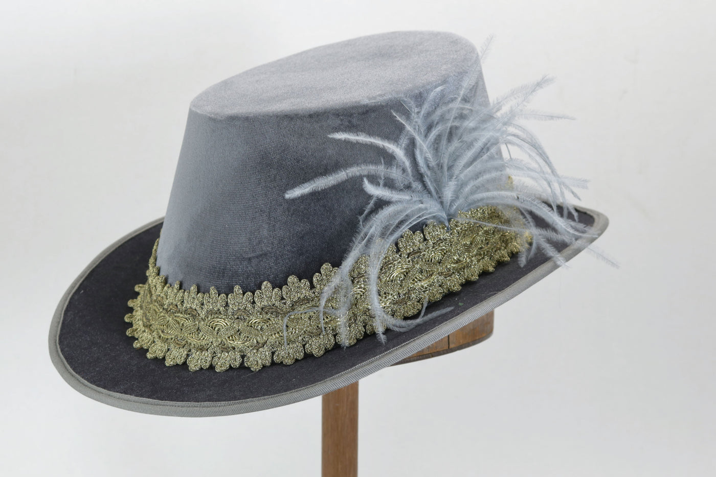 Tall Hat - Pewter / Gold Smooth Velvet - Tall Toad