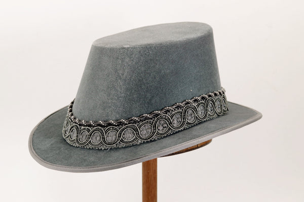 Tall Hat - Pewter / Silver Smooth Velvet - Tall Toad