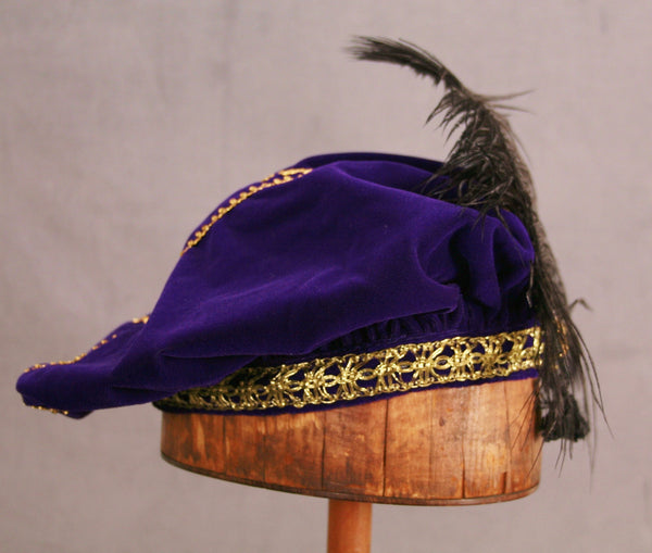 Feathered Beret - Purple / Gold - Tall Toad