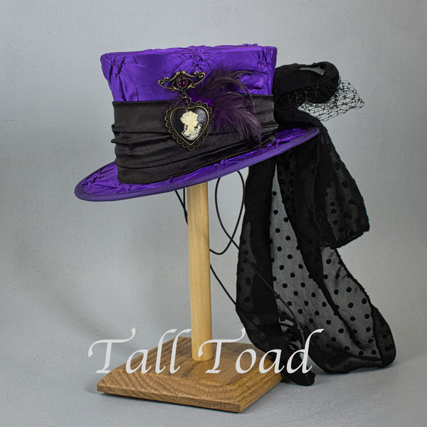 Mini Top Hat - Purple Tufted Taffeta - Tall Toad