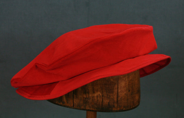 Cotton Velveteen Flat Cap - Red - Tall Toad